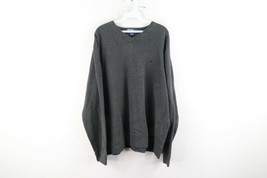 Vintage 90s Ralph Lauren Mens XL Distressed Faded V-Neck Sweatshirt Gray Cotton - £38.12 GBP