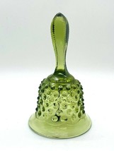 Vintage Fenton Art Glass Colonial Green Hobnail Glass Bell Holiday Decor - £15.52 GBP