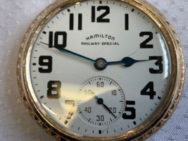 Vtg 1947 Hamilton Railway Special Pocket Watch C196619 10K Gold Filled 1... - £478.16 GBP