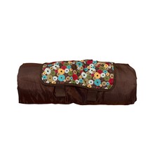 Thirty-One Picnic Bleacher Blanket Brown Red Flowers Floral 36&quot;X57&quot; Folds 9&quot;X14&quot; - £14.97 GBP