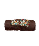 Thirty-One Picnic Bleacher Blanket Brown Red Flowers Floral 36&quot;X57&quot; Fold... - $19.64