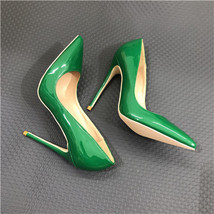 Women pumps brand 12cm high heels green pointed toe sexy stiletto work party ele - £119.25 GBP
