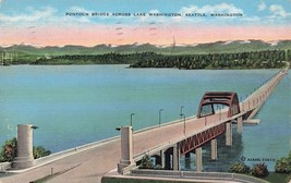 Postcard Lake Washington Pontoon Bridge Seattle Washington Linen G42 - £3.38 GBP