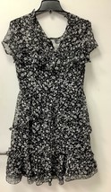 French Connection Women&#39;s Daisy/Floral Rave Ruffle Dress, Size 6, Black/White - £14.59 GBP