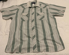 Wrangler Mens Xlong Tail Western Shirt 3X 19 Tall Pearl Snap Stripe 34 - $23.09
