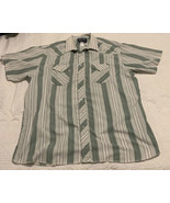 Wrangler Mens Xlong Tail Western Shirt 3X 19 Tall Pearl Snap Stripe 34 - £18.16 GBP