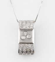 Authenticity Guarantee 
Unique 14k White Gold Diamond Pendant w/ Floating &quot;Ha... - £1,639.30 GBP