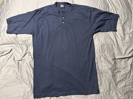 Roundtree &amp; Yorke Men’s Henley Shirt XL Navy Blue 100% Cotton Short Sleeve - $15.95