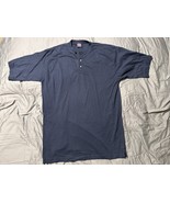Roundtree &amp; Yorke Men’s Henley Shirt XL Navy Blue 100% Cotton Short Sleeve - $294.17 MXN