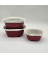 CorningWare Etch  Brick/Red 3 Casseroles One, Lid  2011's - $98.99