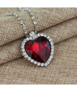 New RUBY RED CRYSTAL HEART NECKLACE Titanic Pendant Heart of the Ocean  - £18.15 GBP