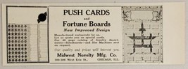 1931 Print Ad Push Cards &amp; Fortune Boards Midwest Novelty Chicago,Illinois - £6.92 GBP