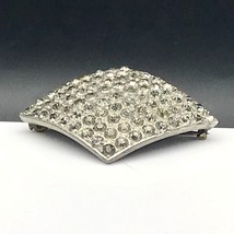Glitz and Glam Vintage Brooch, Silver Tone Diamond Shape Pin with Glittering - £31.10 GBP