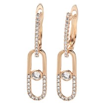 New 585 Rose Gold Geometry Drop Earrings Women Natural Zircon Bridal Wedding Ear - £7.24 GBP