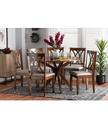 Linn Modern Gray Fabric and Walnut Brown 7-Piece Dining Set - $1,278.87 CAD