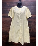 Premier Intimates Seersucker Smock Dress Zip Large Lounge Gown Yellow Fl... - $24.61 CAD