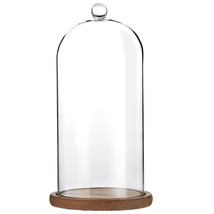 Glass Cloche Dome Bell Jar Display Case with Wooden Base for Plants, Col... - £44.55 GBP