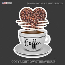 I Love Coffee Sticker Heart Beans Car Truck Bumper Window Vinyl Decal 4.5&quot; - £3.12 GBP