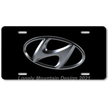 Hyundai &quot;3D&quot; Logo Inspired Art on Black FLAT Aluminum Novelty License Ta... - $17.99