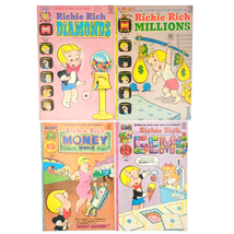 4 Richie Rich Comic Lot Gems Millions Diamonds Money World 1970s Harvey 1970s - £19.73 GBP