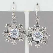 Retired Silpada Sterling Silver CZ Snowflake Dangle Earrings W1459 - $39.99