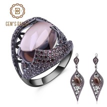Natural Smoky Quartz Vintage Gothic Jewelry Sets 100% 925 Sterling Silver Earrin - £129.61 GBP
