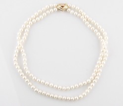 Gorgeous Double-Strand Pearl Necklace w/ Amazing Ballerina Cut 18k Gold Clasp! - £4,570.11 GBP