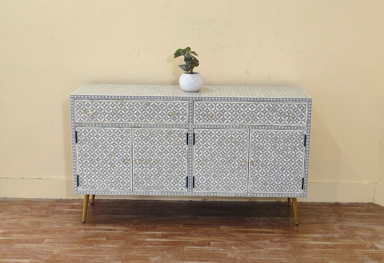 New handmade bone inlay 2 Drawer 4 Door cabinet chest, bone inlay furnit... - $1,971.00