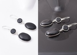 925 Plata de Ley Negro Onix Piedra Preciosa Hecho a Mano Pendientes Su Fiesta Es - £50.43 GBP