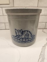 Eldreth 1992 Large Salt Glazed Pottery Cat Crock Signed And Dated Second... - $60.00