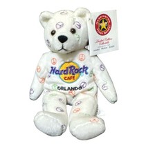 Hard Rock Cafe Orlando Florida Teddy Bear Peace Sign Plush Stuffed Animal 8&quot; New - £7.82 GBP