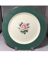 Lifetime China Cameo Rose Homer Laughlin Dinner Plates 10&quot; Turquoise &amp; g... - £6.80 GBP