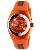 Gucci YA137311 Orange Dial Rubber Strap Unisex watch - £321.33 GBP