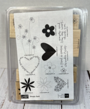 Stampin&#39; Up! Simply Said Set of 11 Wood Mount Stamps Hearts Flowers 2006 - $9.99