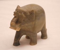 Vintage Alabaster Stone Carved Elephant Sculpture Figurine Shadow Box Shelf Decr - £15.56 GBP