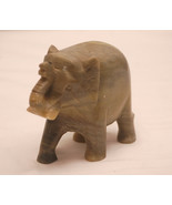 Vintage Alabaster Stone Carved Elephant Sculpture Figurine Shadow Box Sh... - £15.77 GBP