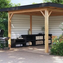 Outdoor Kitchen Cabinets 3 pcs Black Solid Wood Pine - £330.70 GBP