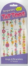 Rings &amp; Bracelets Temporary Tattoos for Kids Flowers Gems Peaceable Kingdom  - £8.55 GBP