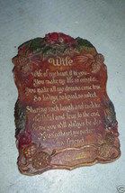 Vintage Syroco Wood Wife Motto Wall Hanging 6 1/2&quot; Tall - $18.81