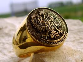 Polish Eagle Polska Poland Orzel Steel Ring Bague Pin Patch Silver Gold [ D6 ] - $49.00