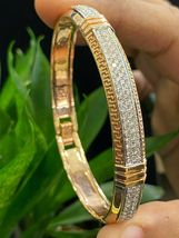Pave 6.2Cts Round Brilliant Cut Diamonds Bangle Bracelet In 14K Yellow Gold Over - £137.63 GBP