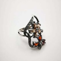 Artwork, Vintage, Stylish Women's Ring, 925 Sterling Silver, Garnet, Jew... - $89.00