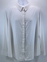 Women H&amp;M White Button Down Collared Shirt Blouse Polyester XL - £9.65 GBP