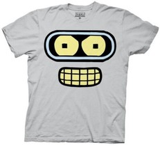 Futurama TV Series Bender Face Big Eyes Gray Adult T-Shirt SIZE XXL NEW ... - £18.90 GBP