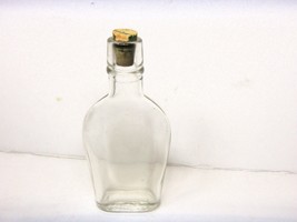 VINTAGE CLEAR GLASS POCKET FLASK  5 INCHES TALL - $14.80