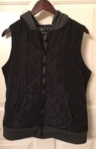 Style &amp; Co Women’s Black Gray Quilted Hooded Vest Size:M EUC - $26.73