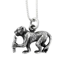 Sterling Silver Chinese Zodiac Monkey Charm Necklace, 16&quot; - £19.66 GBP
