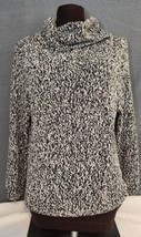 Coldwater Creek Black Tan Silk Blend Chunky Knit Cowl Neck Tunic Sweater... - $19.95
