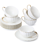 British Coffee Cups Porcelain Tea Set Latte Espresso Mug White Cup 7 oz ... - £37.37 GBP