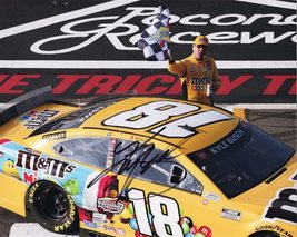Autographed 2021 Kyle Busch #18 M&amp;Ms Minis Pocono Race Win (Checkered Flag) Tric - £70.26 GBP